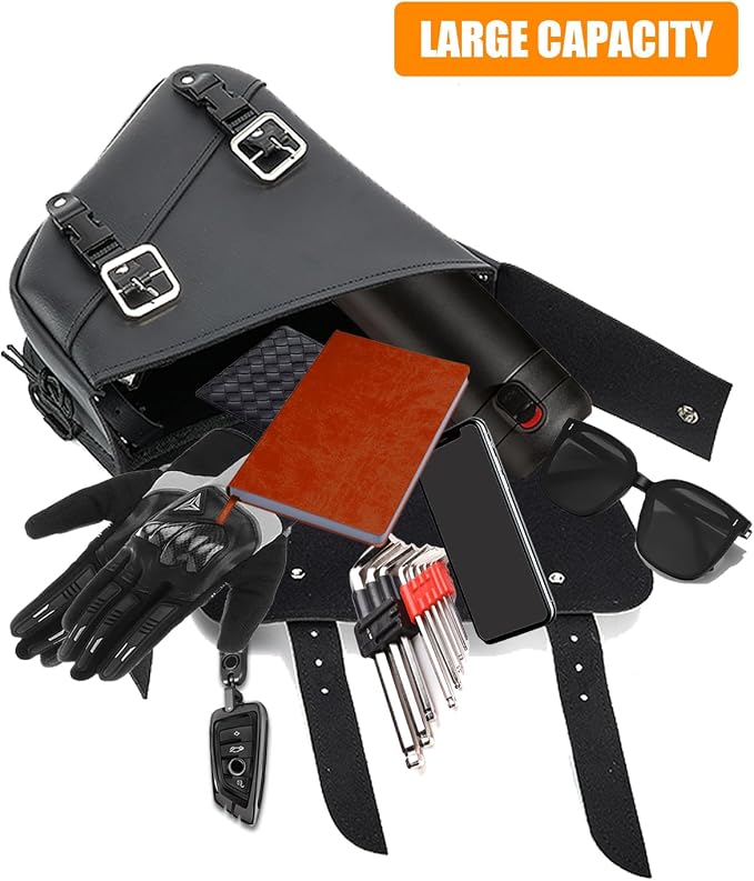 Motorcycle Saddle Bags Leather Motorcycle Solo Swing Arm Bag - Image 7