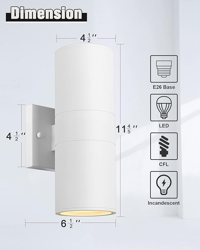 Ken & Ricky White Outdoor Wall Lights, Exterior Sconces Wall Lighting - Image 3