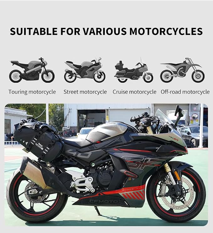 Motorcycle Saddle Bags Tail Bag, 20L Roll-top Waterproof Motor Detachable Side - Image 4