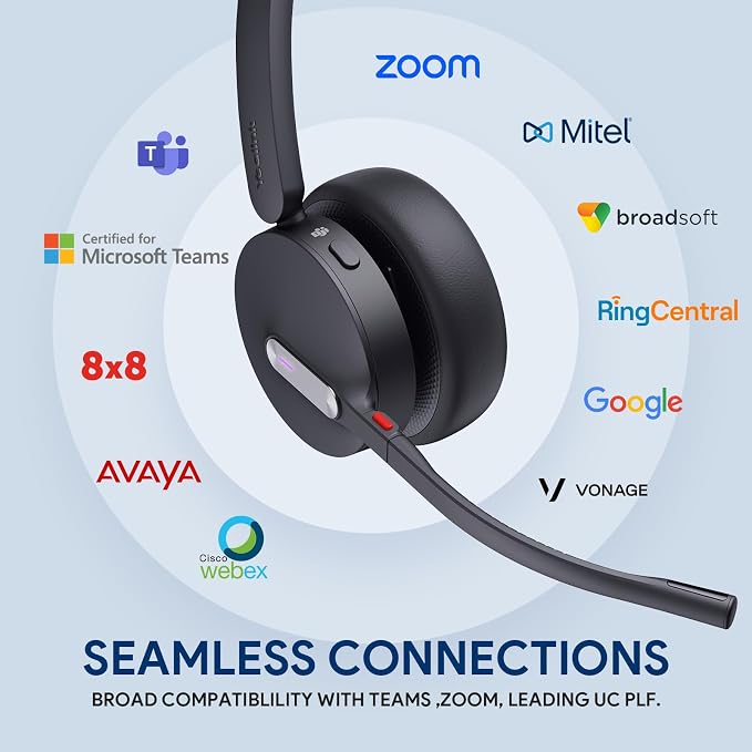 Yealink WH64 Hybrid DECT& Bluetooth Wireless Headset, 492ft Range Dual Teams UC - Image 8