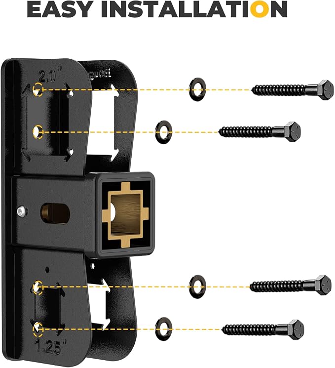 BougeRV Hitch Wall Mount, Adjustable 1.25"/2" Receiver, Heavy Duty 300LBS Bike - Image 4