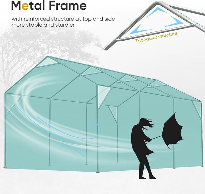 ADVANCE OUTDOOR 12x20 ft Car Canopy Garage Heavy Duty Carport Boat Shelter - Image 4