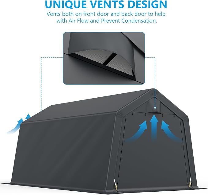 10x15FT Outdoor Storage Shelter Carport, Thickened Double-layer Heavy Duty - Image 4