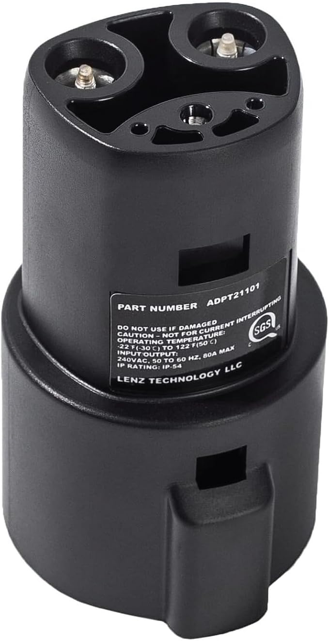 LENZ J1772 Charging Adapter for Tesla Model 3, and Cybertruck, Safety Certified by LENZChargingSolution