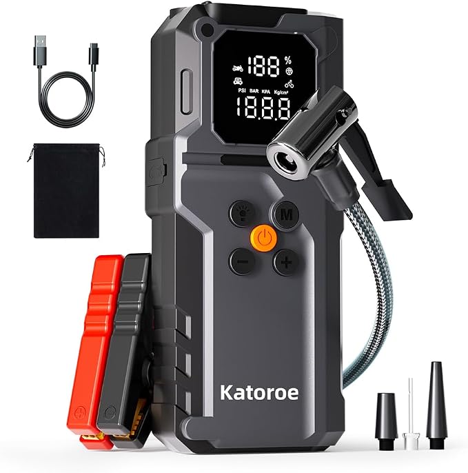 Jump Starter with Air Compressor, 4000A Jump Starter Battery Pack with 150PSI by Katoroe