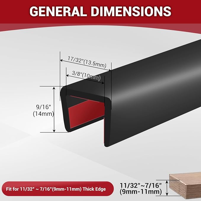 Rubber Edge Trim, 3/8" Self Adhesive Flexible U Channel Edge Protecter - Image 2