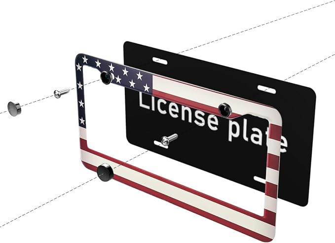 American Flag License Plate Frame, Patriotic License Plate Frame, Flag License - Image 4