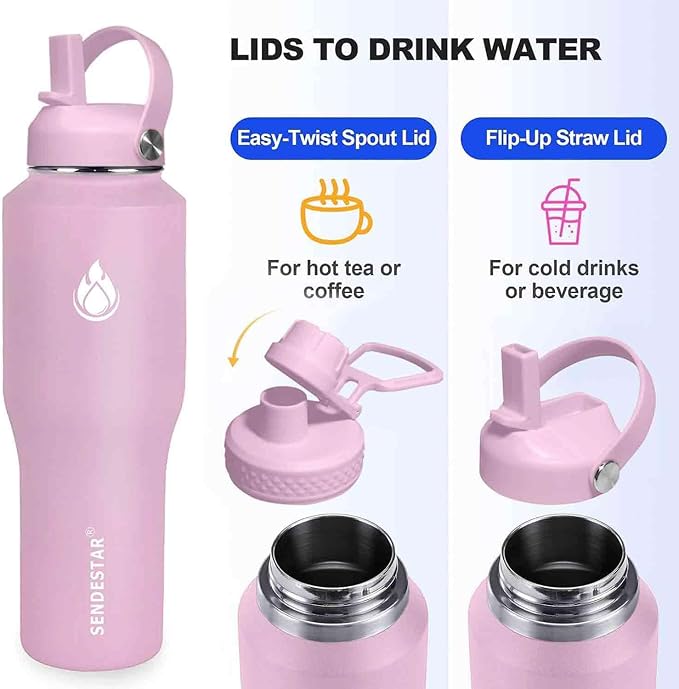 SENDESTAR 32oz Water Bottle Wide Mouth Stainless Steel Vacuum Insulated Double - Image 2