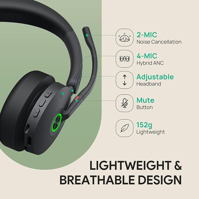 Yealink BH74 with Stand ANC Wireless Bluetooth Headset with Mic - Image 6