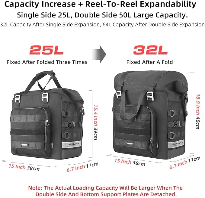 Rhinowalk Motorcycle Saddlebag Waterproof Luggage Bag Quick Release Motorcycle - Image 2