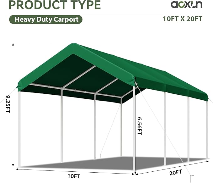Aoxun 10x20 ft Heavy Duty Carport - Image 8