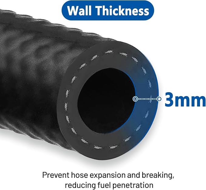 LokoCar 5/16" ID Fuel Hose Line Push Lock NBR Rubber SAE 30R7 300PSI 5ft Black - Image 4