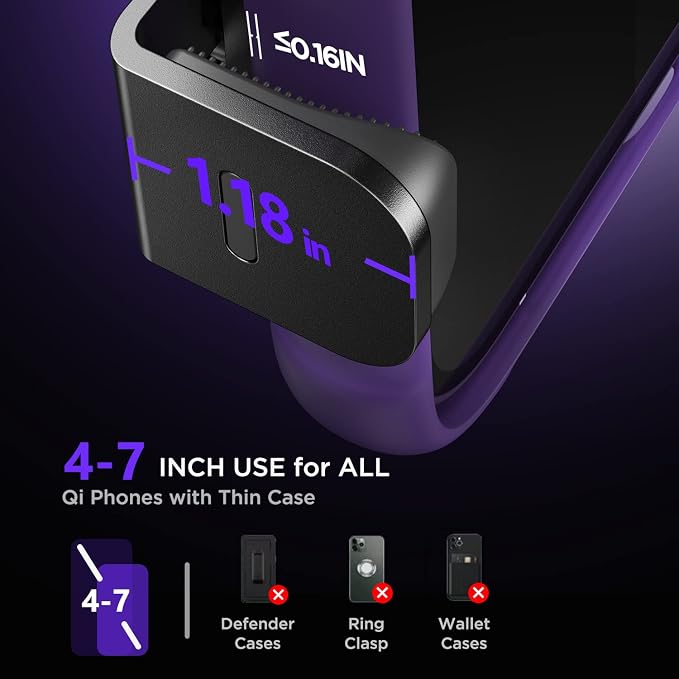 Wireless Car Charger, 【7 Colored RGB Backlit】 Mosurr 15W Auto Clamping Phone - Image 8