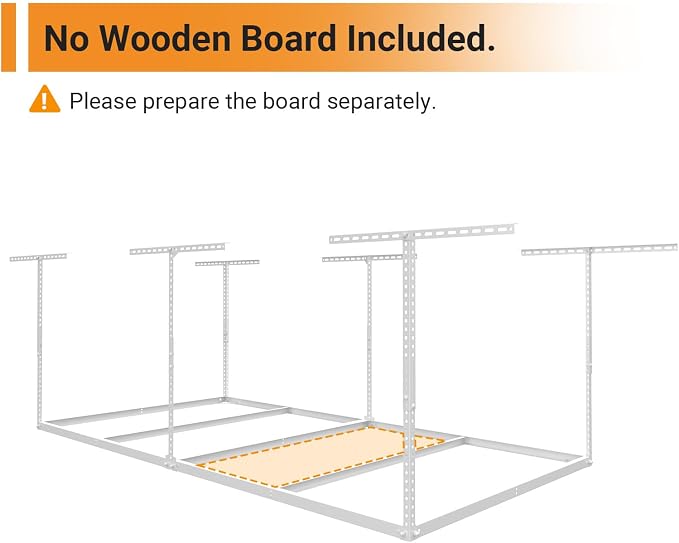 4x8ft Overhead Garage Storage Rack Wooden Decking Not Included, Heavy Duty - Image 4