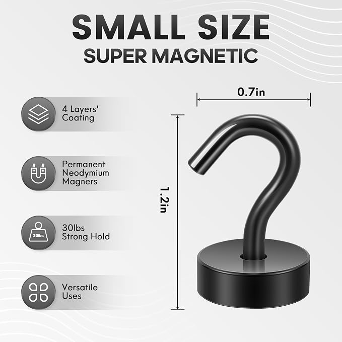 Neosmuk Magnetic Hooks, Cruise Ship Essentials, 30lb+ Heavy Duty Magnetic Hooks - Image 5