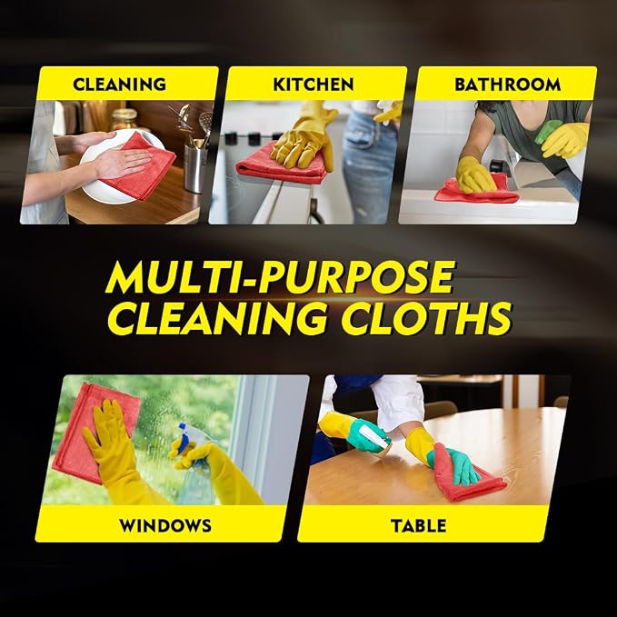 HOMEXCEL Red Microfiber Cleaning Cloth 12 Pack, 12.5 x 12.5 inch Microfiber - Image 6