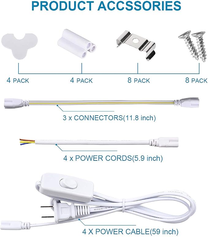 4 Pack, Led Shop Lights, 4FT Led Shop Light, 60W 5000K 9500LM Clear White - Image 3