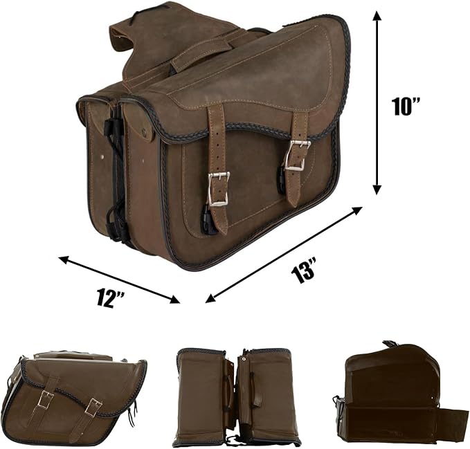 GARGOYLE BELLS Motorcycle Saddle Bags Genuine Leather Motorcycle Luggage Bag - Image 5