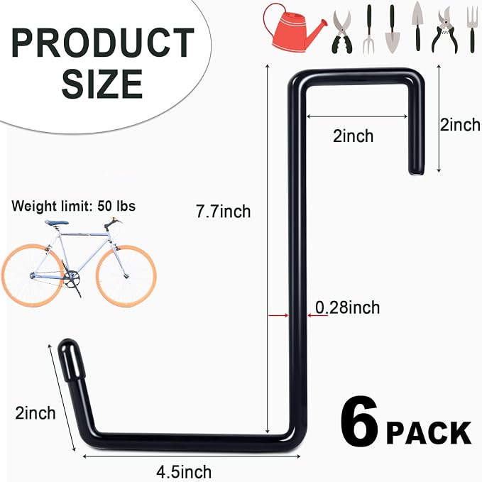 Large Vinyl Coated Heavy Duty Garage Storage Utility Hanging Hooks - Image 4