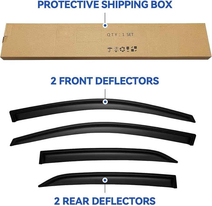 Window Visors Rain Guards for Toyota Corolla 2009-2013, Out-Channel Window Vent - Image 5