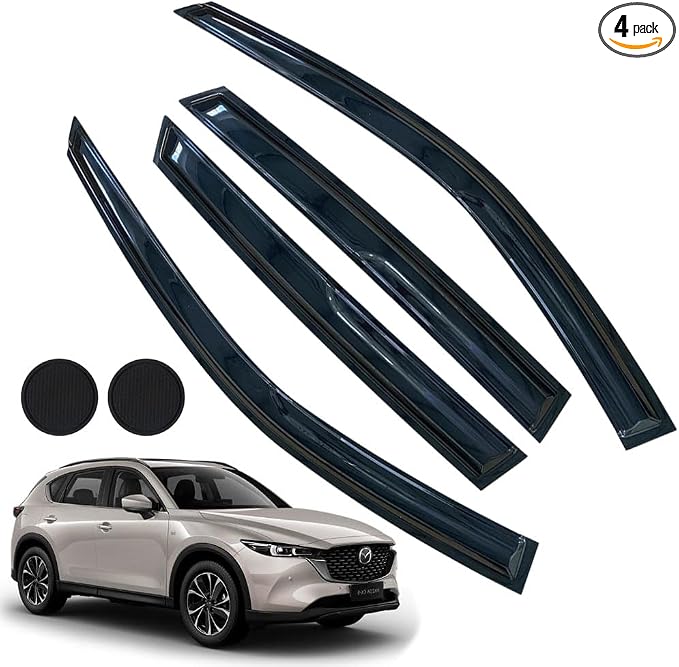 Rain Guards for Mazda CX-5 2017-2023, Tape-on Side Window Deflectors for Mazda by LETINGFAR
