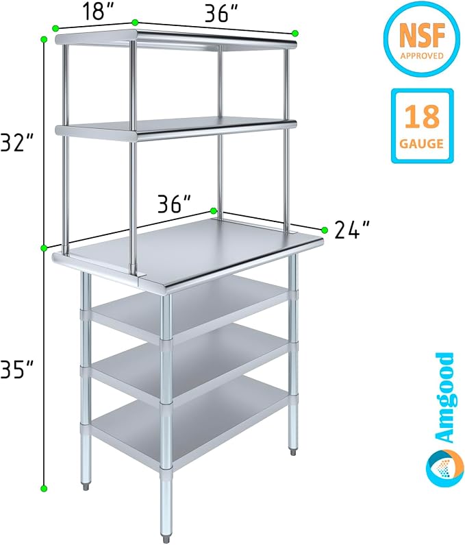 Amgood 24" x 36" Stainless Steel Work Table - Image 3