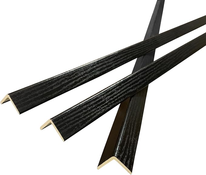 Wall Corner Protector 3PCS 45" Corner Molding Trim Black Wood Grain Corner Trim by Yutianli