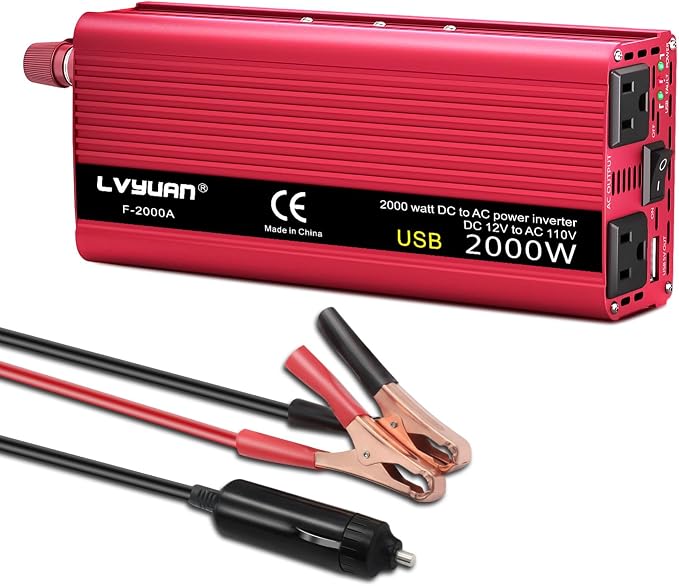 1000W Power Inverter 12V DC to 110V AC Car Plug Adapter Outlet Converter by LVYUAN