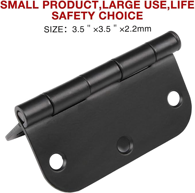 108 Pack Rounded Matte Black Door Hinges 3.5 Inch 5/8" Radius - Image 3