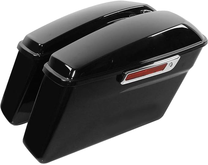 XFMT Vivid Black Motorcycle Saddlebags Hard Saddle Bags W/Chrome Conversion - Image 2