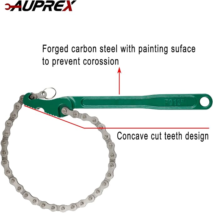 12 Inch Sturdy Carbon Steel Adjustable Heavy Duty Ratcheting Chain Oil Filter - Image 5