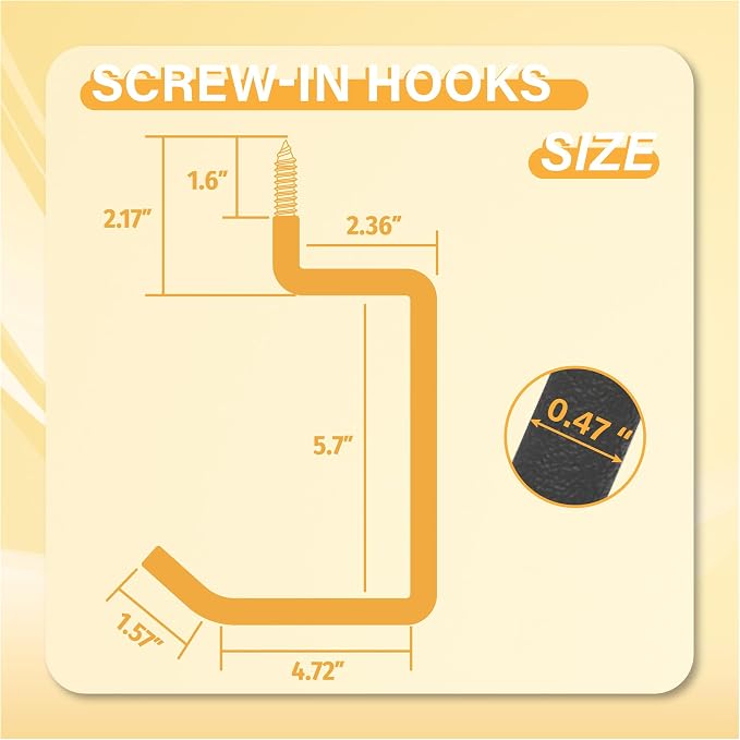 Screw in Ladder Hook, Bike Hooks, Wall Mount Garage Storage Hanger, Shelf - Image 3