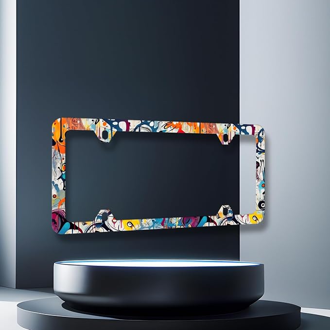 Abstract Graffiti Pattern License Plate Frame Colorful License Plate Stainless - Image 6