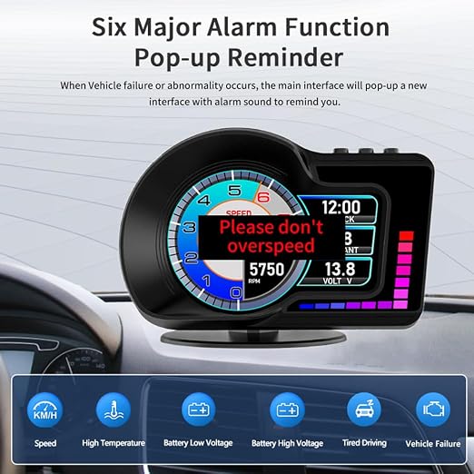 Head Up Display HUD F16 with OBD2 + GPS Dual System Digtial Speedometer - Image 4