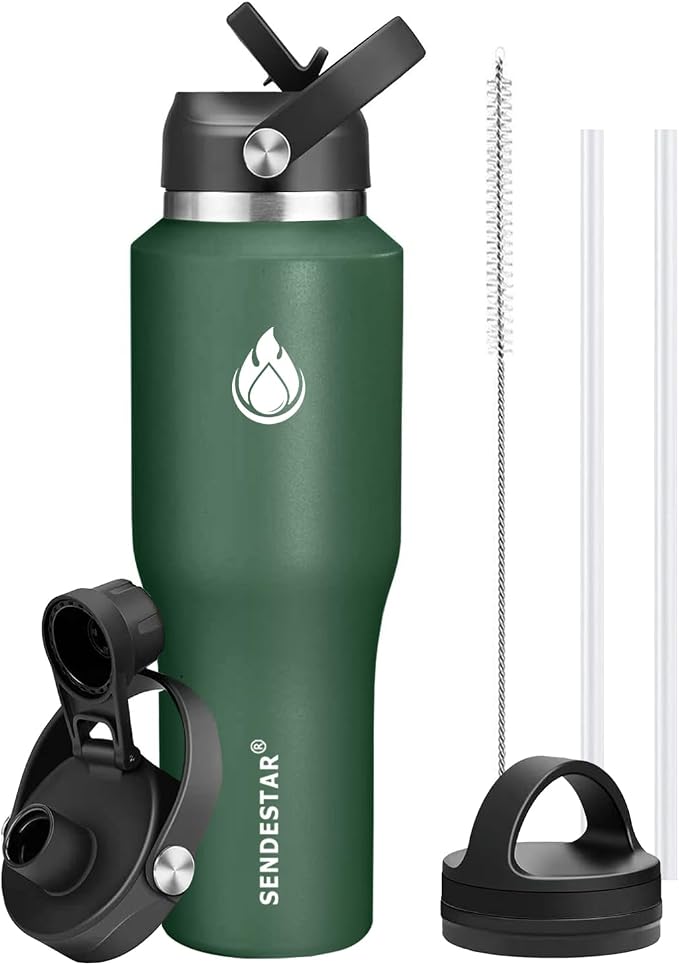 SENDESTAR 40oz Water Bottle Wide Mouth Stainless Steel Vacuum Insulated Double by Sendestar