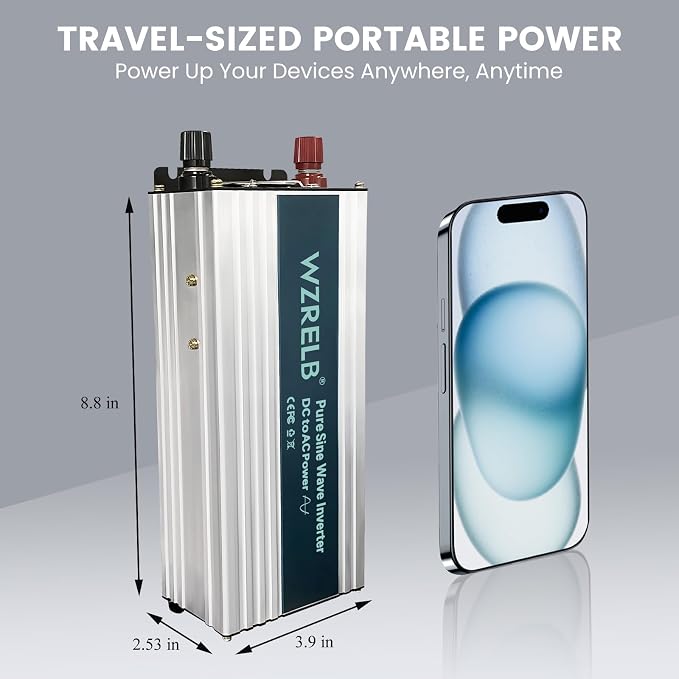 WZRELB 800W Pure Sine Wave Inverter 24V DC to 110V 120V AC Power Converter - Image 5