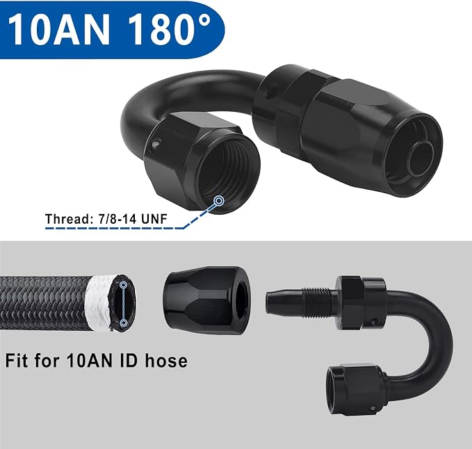 LokoCar 10AN Hose End Fitting 180 Degree Swivel - Image 2