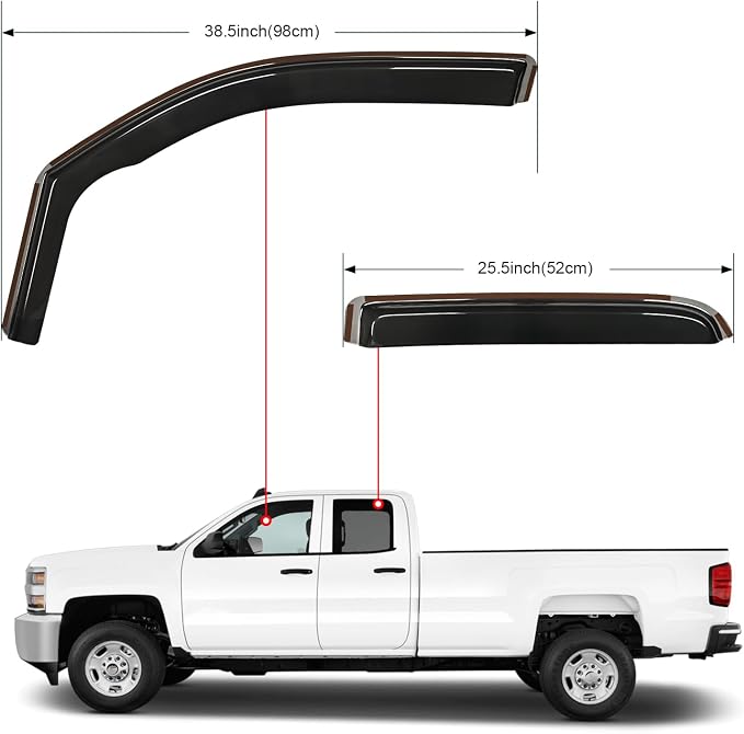 Nilight in Channel Rain Guards for Dodge RAM 1500 2019 2020 2021 2022 2023 2024 - Image 7