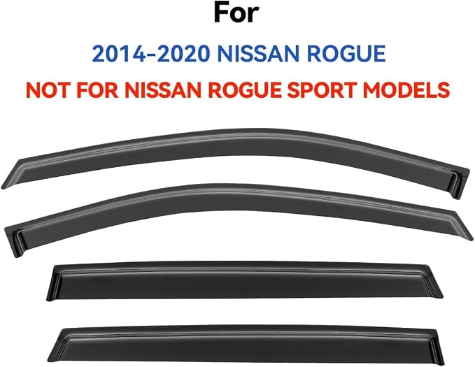 Window Visors Rain Guards for Nissan Rogue S SV SL 2014-2020, Out-Channel - Image 2