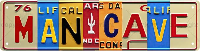 MAN CAVE Vintage Metal Tin Sign, Street Sign, Home Decor, Room Decor, Wall Decor by Unknown
