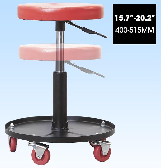 Big RED Creeper Garage/Shop Seat: Heavy Duty Rolling Pneumatic Padded - Image 3