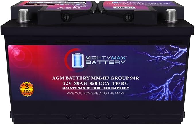 Mighty Max Battery MM-H7 Start and Stop Car BCI Group Size 94R 12V 80AH by Mighty+Max+Battery