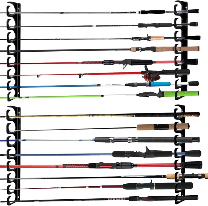 Wall Mounted Fishing Rod Rack Holder Ceiling Storage Hook Hanger Display Metal by HangEase