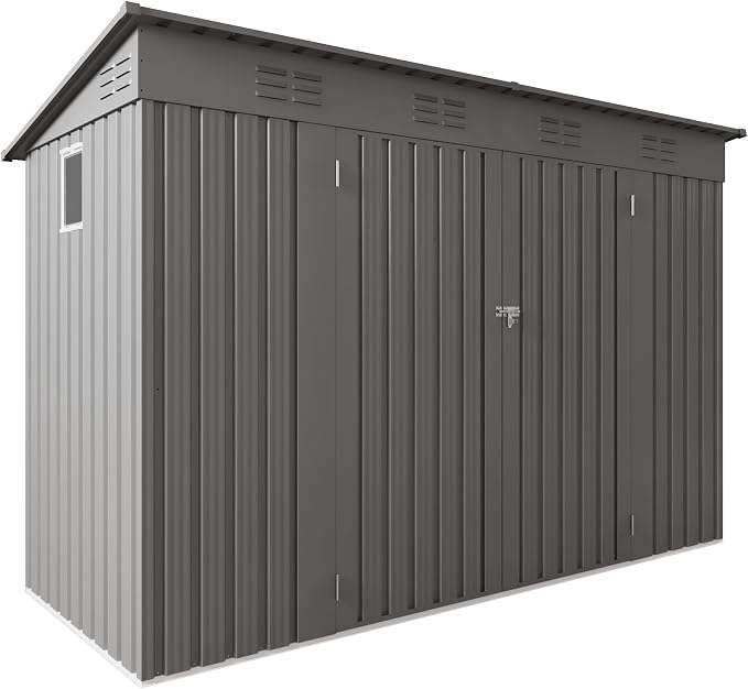 4 * 9.2 * 6 FT Outdoor Storage Shed, Galvanized Steel Garden Shed - Image 7