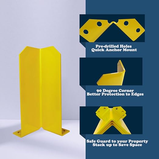 Pallet Rack Post Protectors 12" Height Steel Pallet Rack Guard, Safety Yellow - Image 4