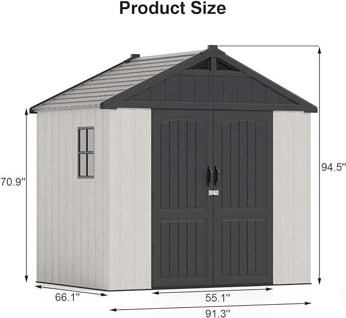 Patiowell 8x6 FT Outdoor Storage Shed, Plastic Shed Resin Garden Shed - Image 5