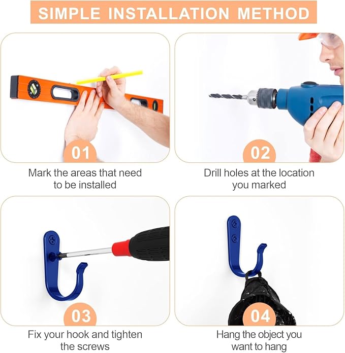20PCS Wall Hooks for hanging, Metal Wall Hooks for Coats, Coat hooks for Wall - Image 7