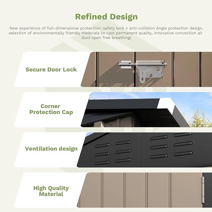 Greesum 6×4FT Outdoor Storage Shed, Metal Patio Storaged Sheds - Image 4