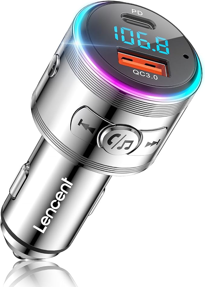Bluetooth Transmitter for Car, LENCENT Full Metal Bluetooth 5.3 Car Adapter by LENCENT