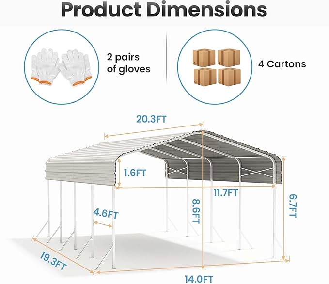 Heavy Duty Metal Carport – Sturdy Structure, All-Weather Protection, Easy - Image 8